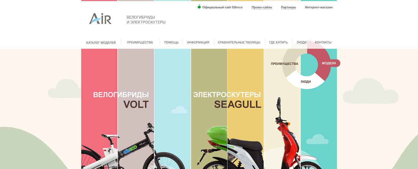 Промо-сайт по велогибридам и электроскутерам серии Air